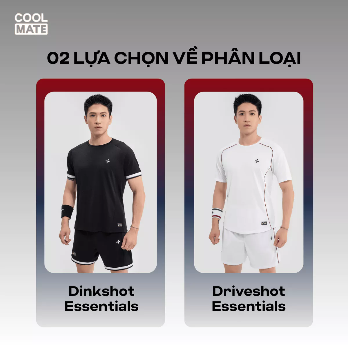 Set thể thao nam Pickleball Áo và Quần Short Essentials, Nhanh khô, Thoáng khí Thấm hút Coolmate