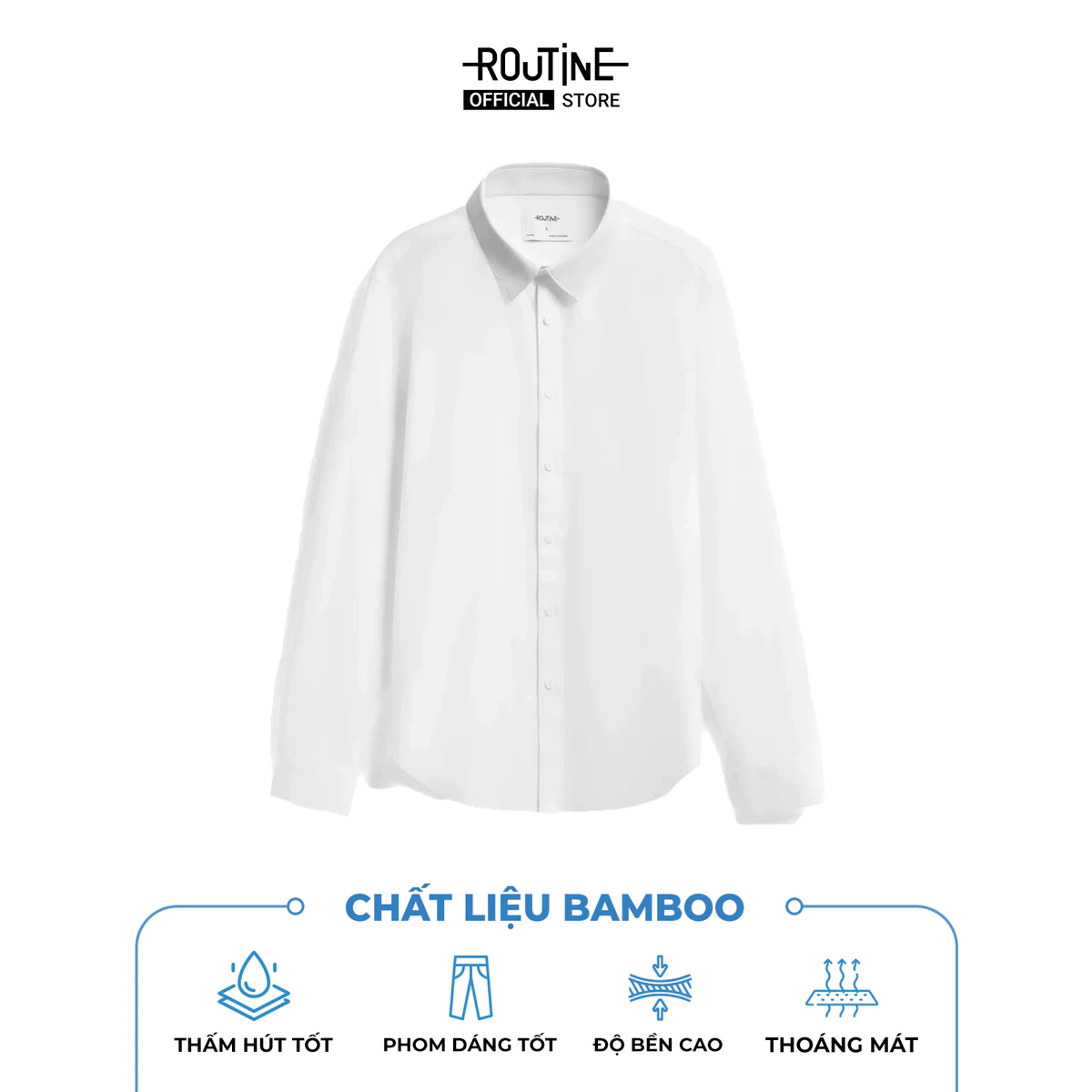 [20.9 MUA 2 GIẢM 100K - UP TO 20%++] Áo Sơ Mi Tay Dài Nam Bamboo Non Iron Form Fitted - Routine 10S26SHL056