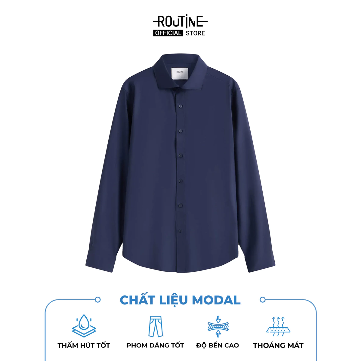 [20.9 MUA 2 GIẢM 100K,UP TO 20%++] Áo Sơ Mi Tay Dài Nam Modal Easy Care Form Fitted - Routine 10S26SHL057