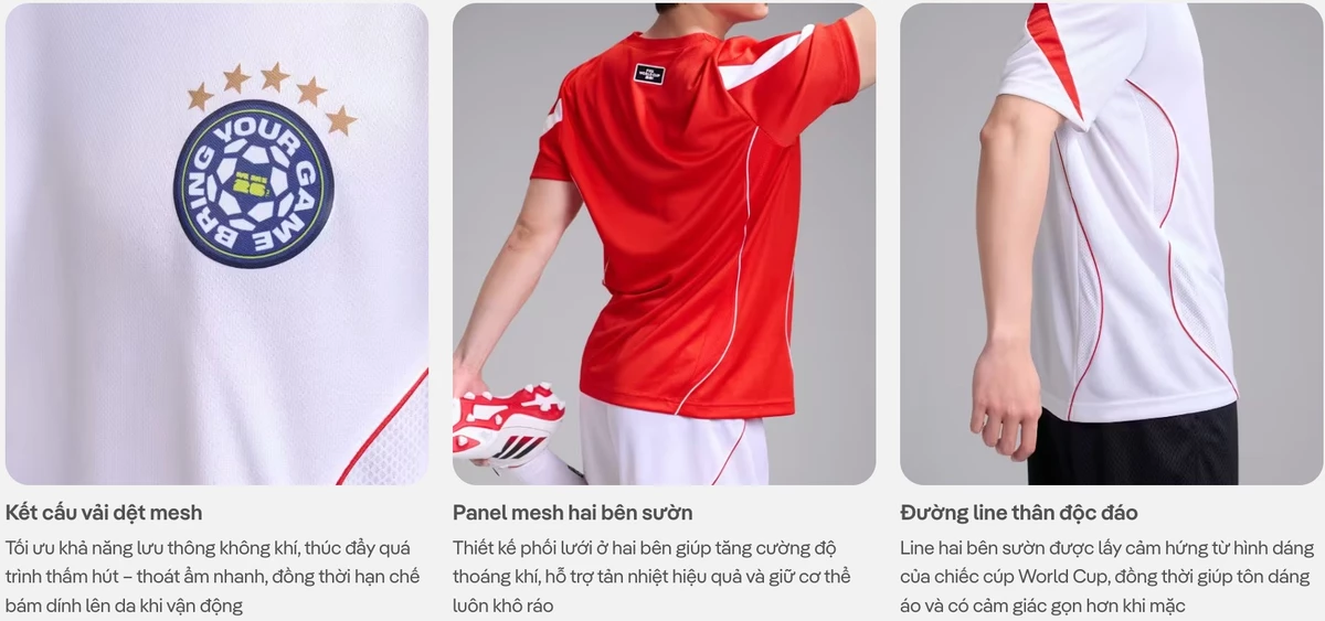 [VOUCHER 45%]Set đồ thể thao bóng đá World Cup Áo thun phối tay Performance và Quần short ProActive COOLMATE