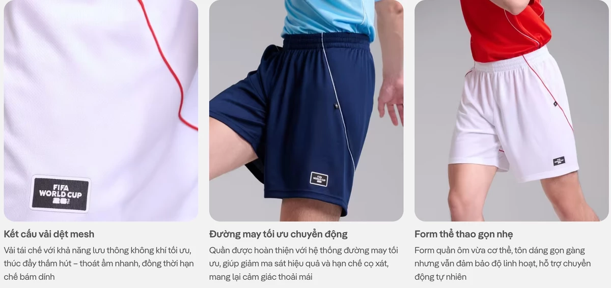 [VOUCHER 45%]Set đồ thể thao bóng đá World Cup Áo thun phối tay Performance và Quần short ProActive COOLMATE