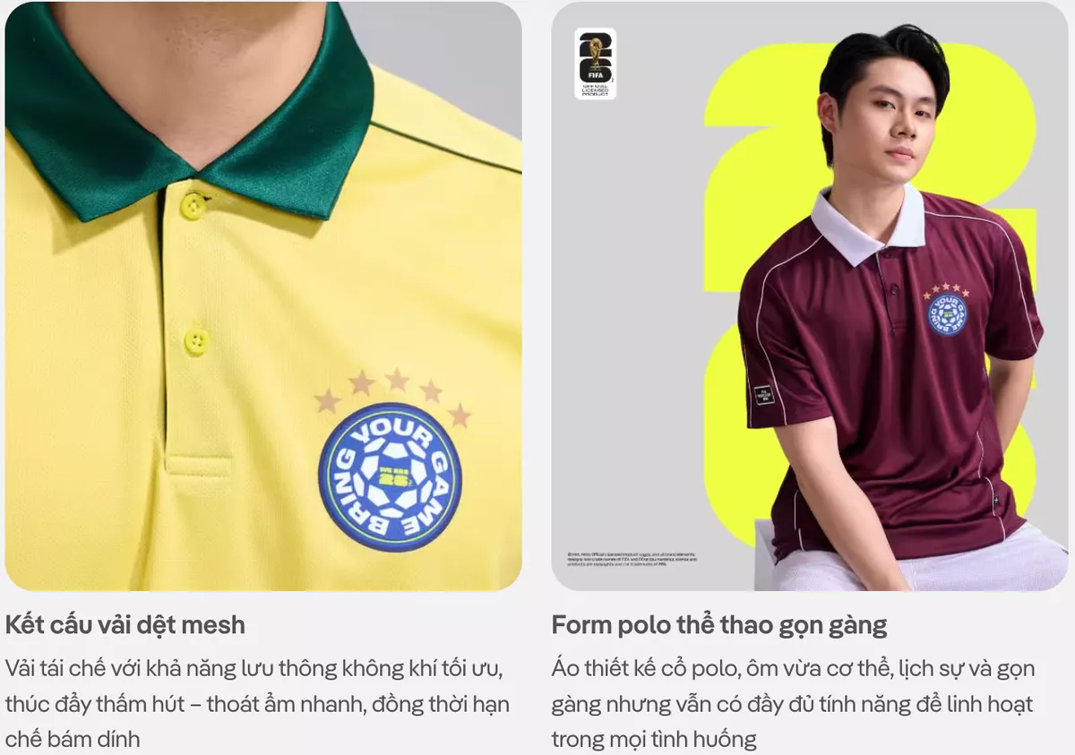 [VOUCHER 45%]Áo polo nam phối bo cổ Exdry Performance World Cup, áo đa năng thể thao, áo mặc hàng ngày COOLMATE