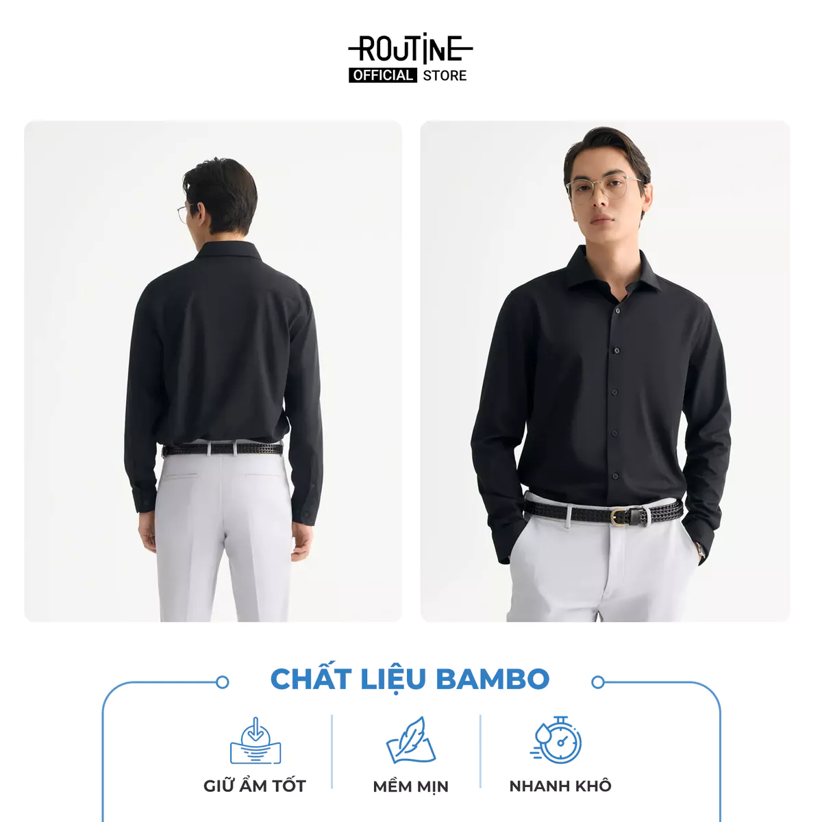 [MUA 2 GIẢM 100K - UP TO 20%] Áo Sơ Mi Tay Dài Nam Bamboo Easy Care Form Fitted - Routine 10S26SHL053