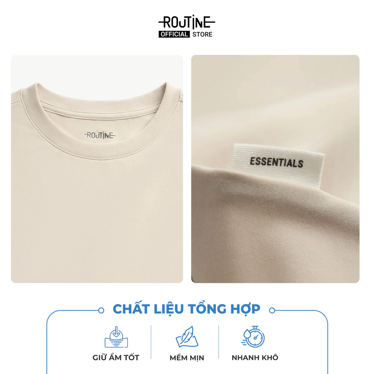 [UP TO 15%++] Áo Thun Trơn Basic Tay Ngắn Vải Cotton Poly Spandex Form Fitted - Routine 10S26TSS074