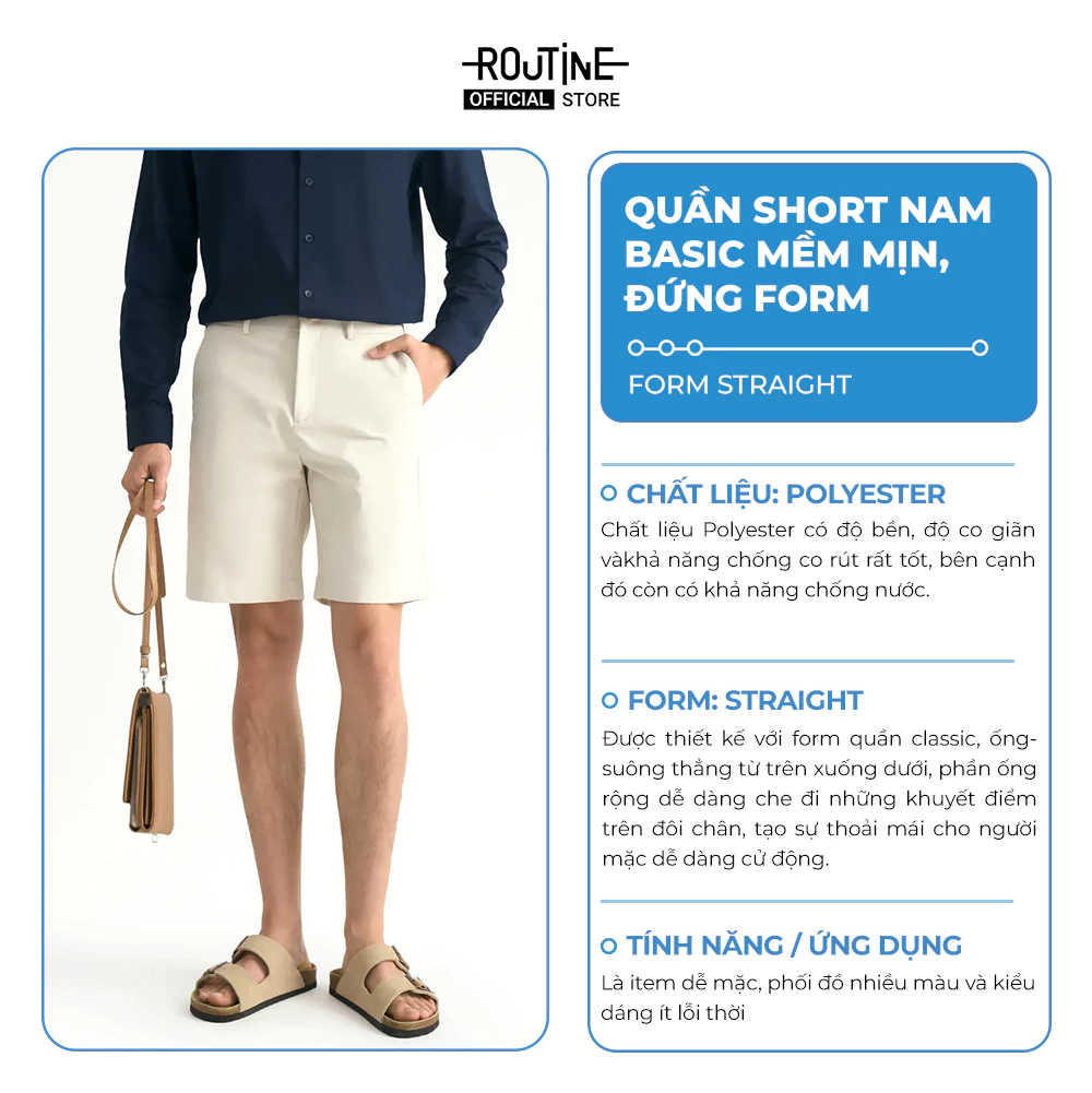 [UP TO 20%++] Quần Short Nam Trơn Vải Dobby Texture Form Straight - Routine 10S26PSH028