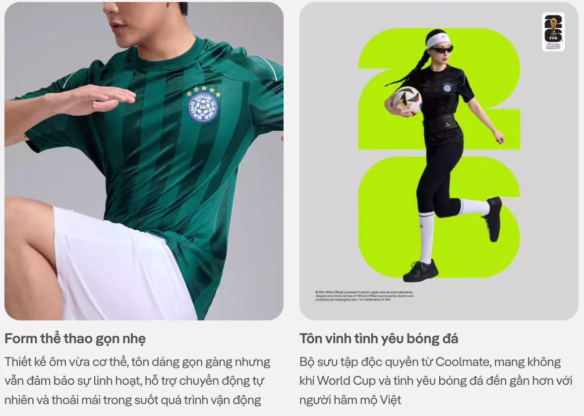 [VOUCHER 45%]Áo thun cổ tròn Exdry ProActive World Cup, áo đa năng thể thao, áo bóng đá, áo mặc hàng ngày COOLMATE