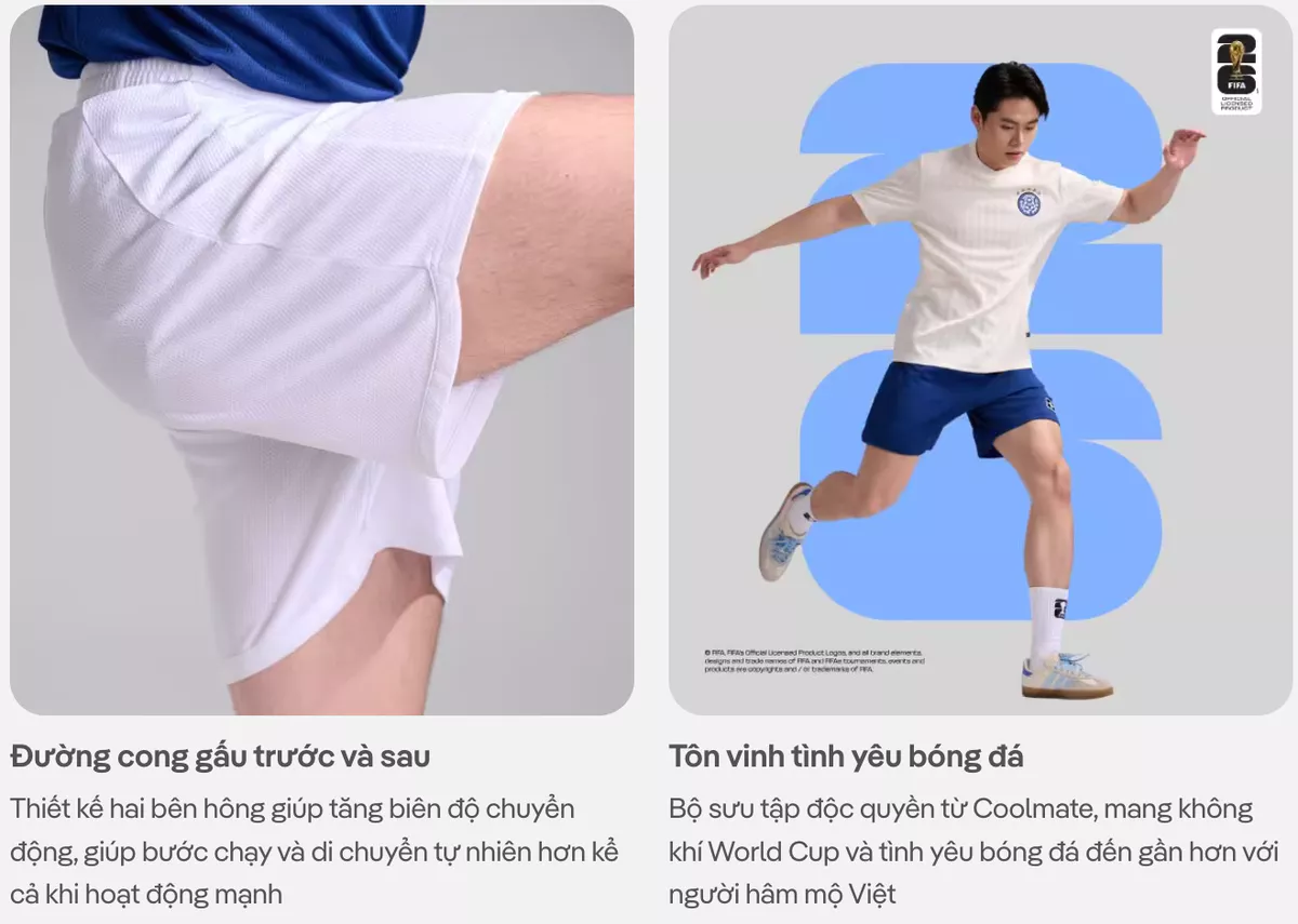 [VOUCHER 45%]Quần shorts thể thao bóng đá nam logo basic Exdry Peformance World Cup thoáng khí, thấm hút tốt COOLMATE