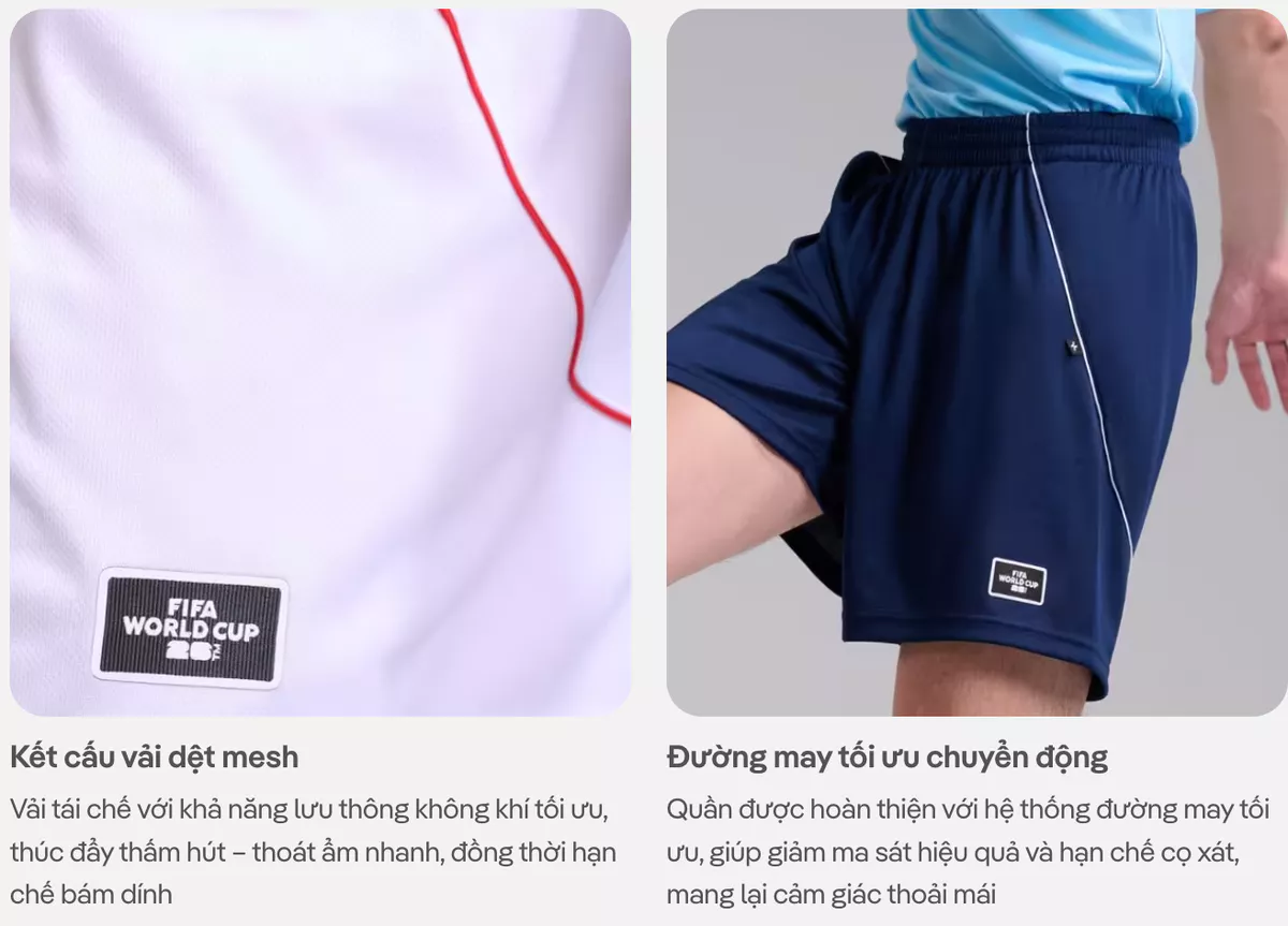 [VOUCHER 45%]Quần shorts thể thao bóng đá nam phối line Exdry Peformance World Cup thoáng khí, thấm hút tốt COOLMATE