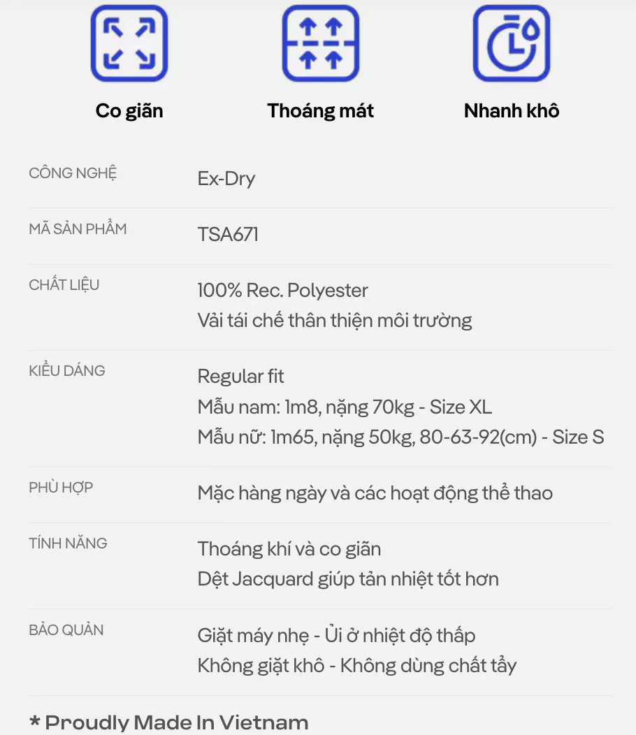 [VOUCHER 45%]Áo thun cổ tròn Jacquard Exdry ProActive World Cup, áo đa năng thể thao Bóng đá, mặc hàng ngày COOLMATE