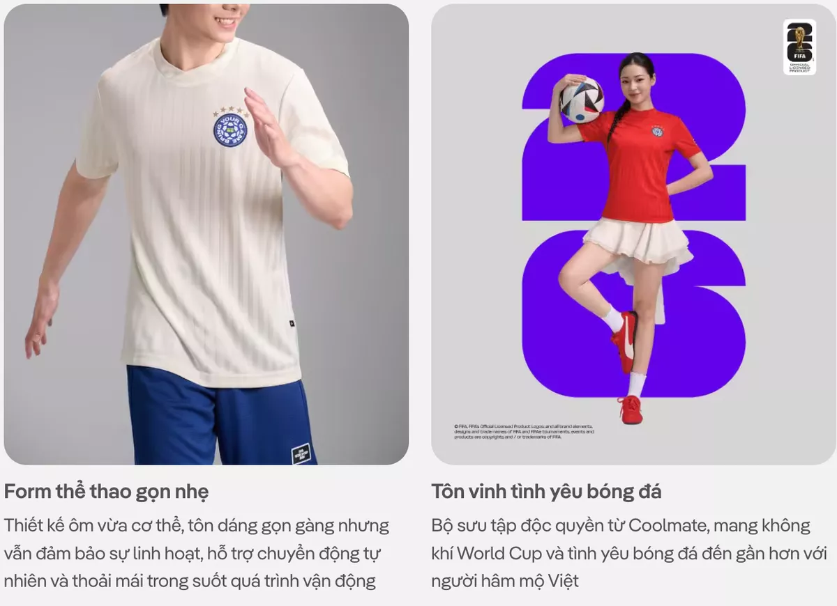 [VOUCHER 45%]Áo thun cổ tròn Jacquard Exdry ProActive World Cup, áo đa năng thể thao Bóng đá, mặc hàng ngày COOLMATE
