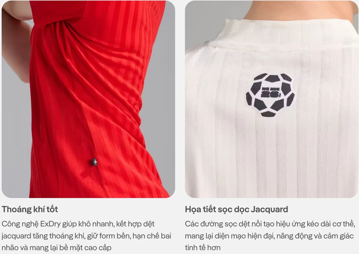[VOUCHER 45%]Áo thun cổ tròn Jacquard Exdry ProActive World Cup, áo đa năng thể thao Bóng đá, mặc hàng ngày COOLMATE