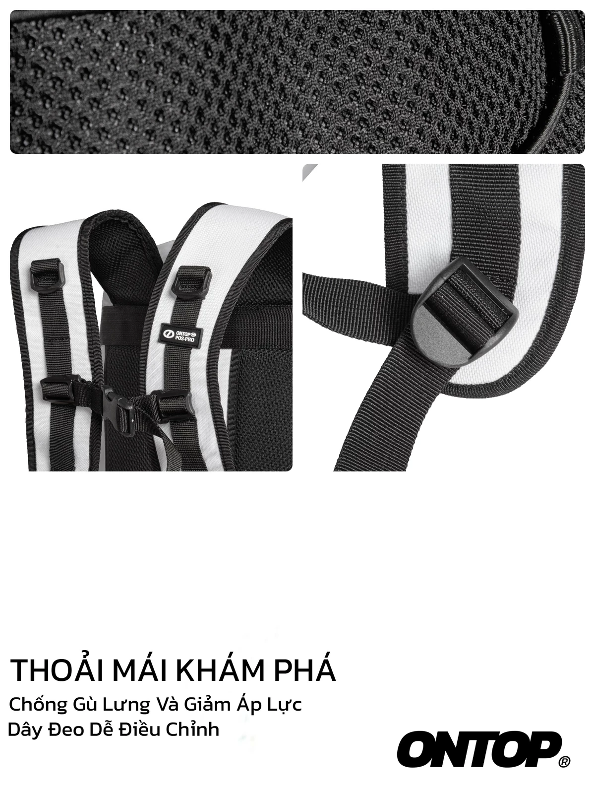 Balo canvas nhiều ngăn phối lưới ONTOP thiết kế trợ lực thoải mái khi mang Commuter Backpack | O-P77