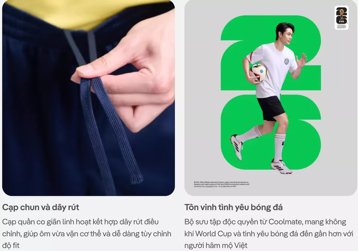 [VOUCHER 45%]Quần shorts thể thao bóng đá nam Exdry ProActive World Cup thoáng khí, thấm hút tốt COOLMATE