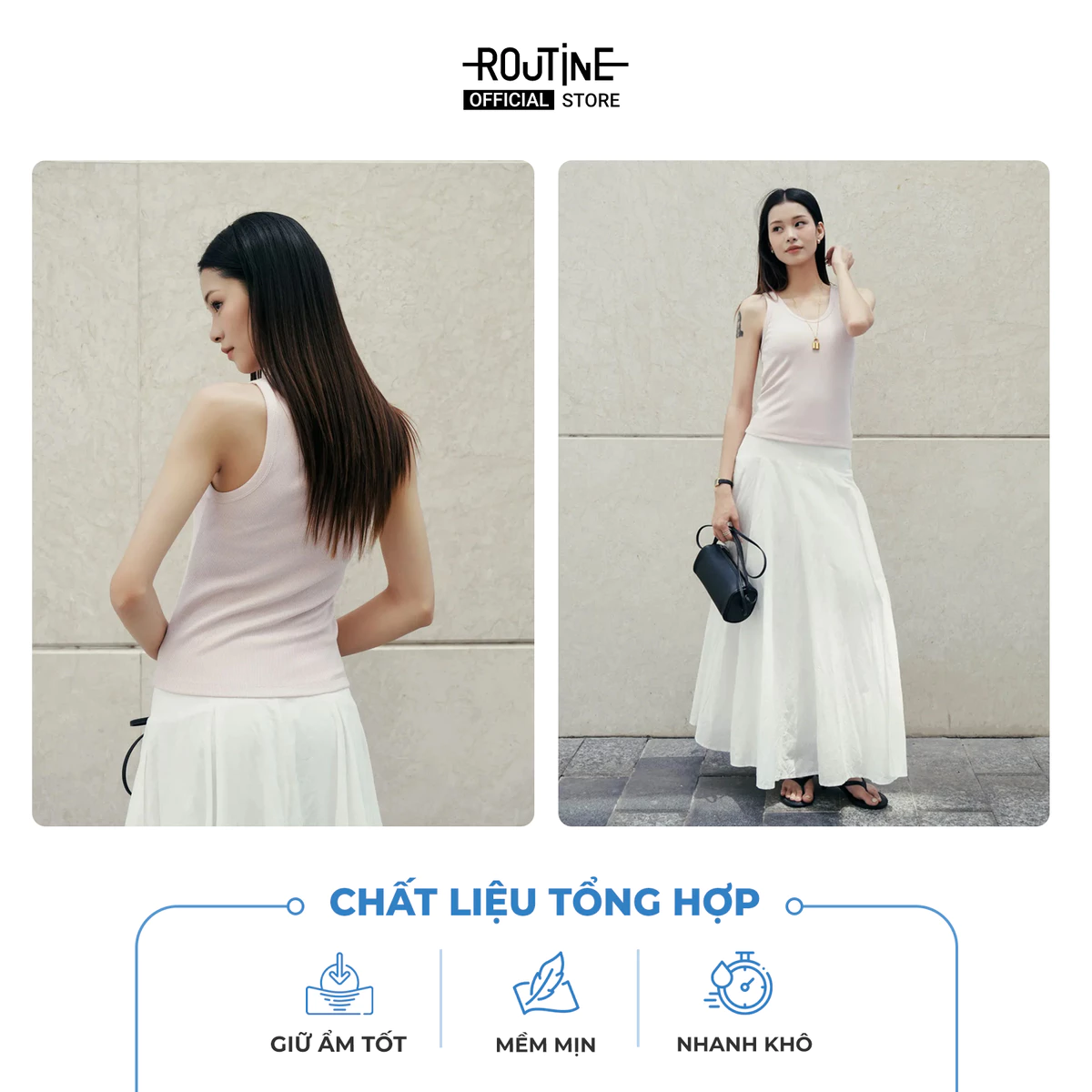 [UP TO 10%++] Áo Tanktop Ba Lỗ Nữ Có Mút Ngực Form Fitted - Routine 10S26TTOW027