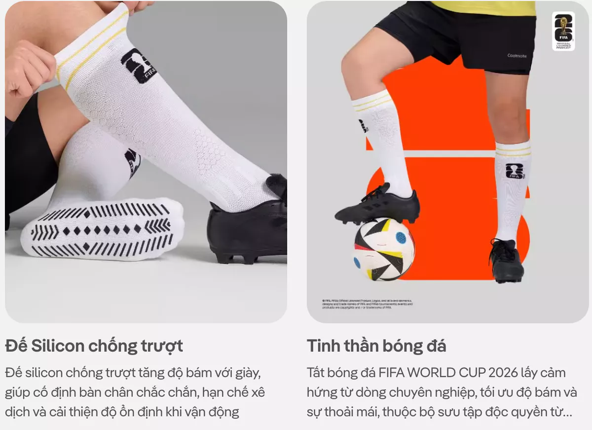 Tất thể thao Bóng Đá Cổ Cao Logo World Cup co giãn, thấm hút, nhanh khô