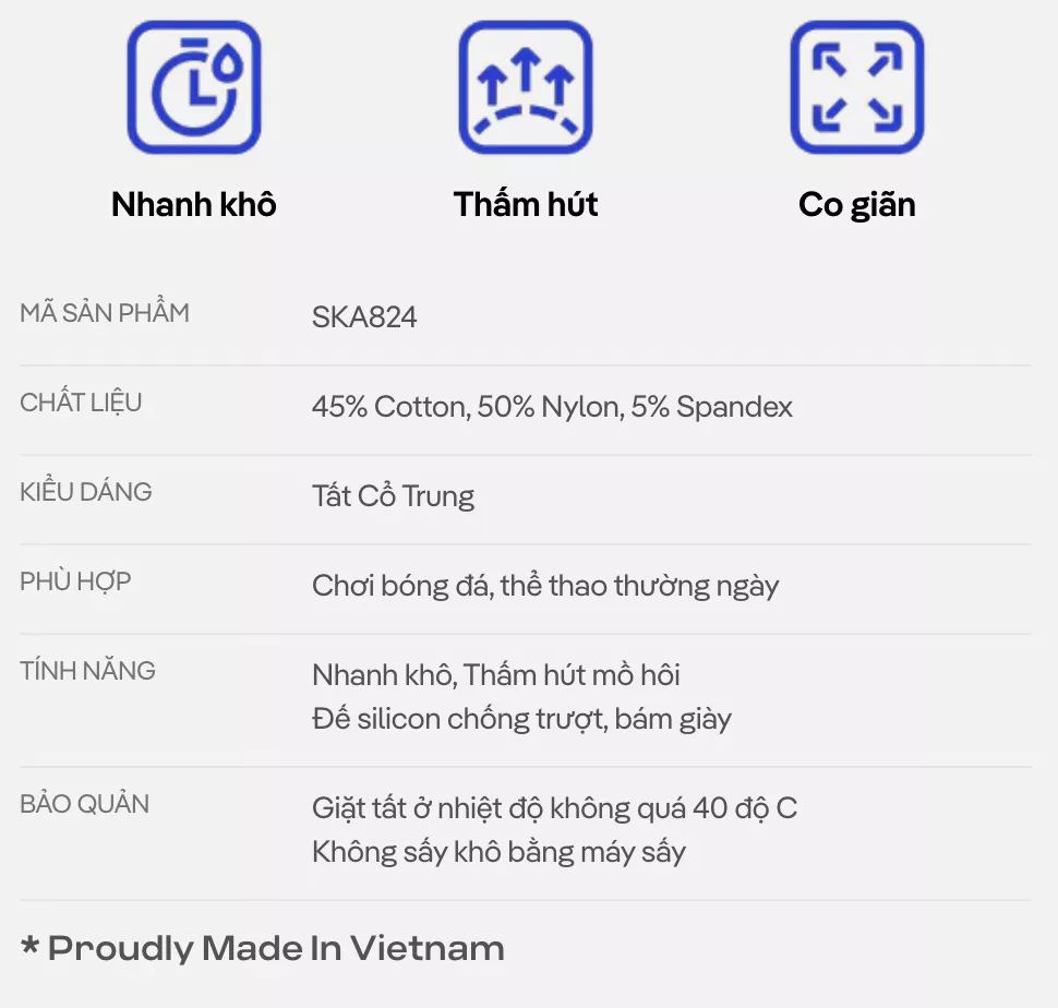 Tất thể thao Bóng Đá Cổ Trung World Cup co giãn, thấm hút, nhanh khô