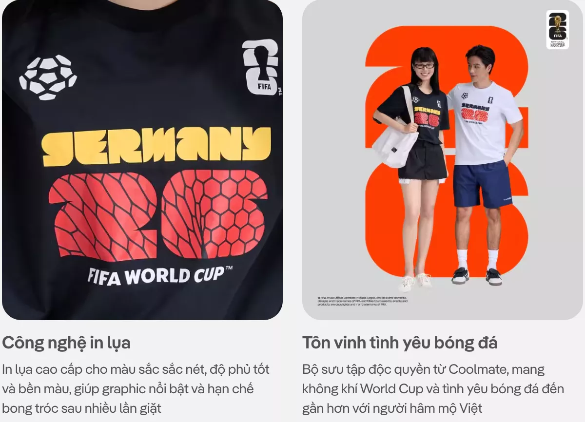Áo thun Tshirt nam nữ Cotton Compact World Cup Germany Edition 26, Áo cổ vũ đội tuyển Đức thoáng khí