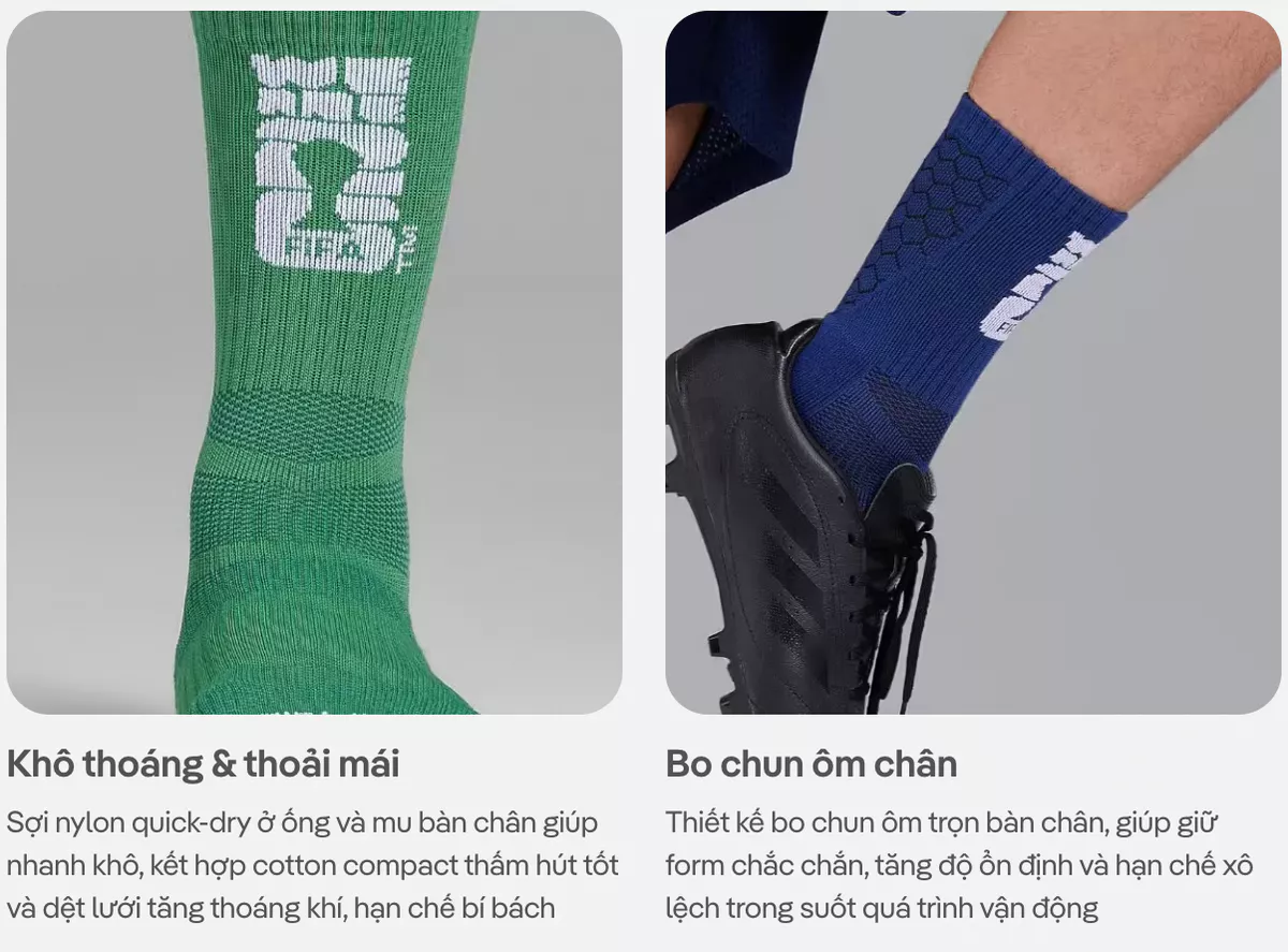 Tất thể thao Bóng Đá Cổ Trung Logo World Cup co giãn, thấm hút, nhanh khô