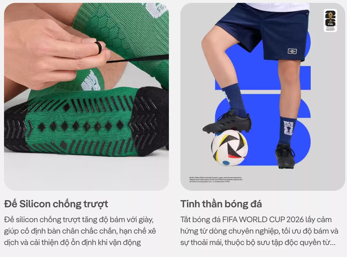 Tất thể thao Bóng Đá Cổ Trung Logo World Cup co giãn, thấm hút, nhanh khô