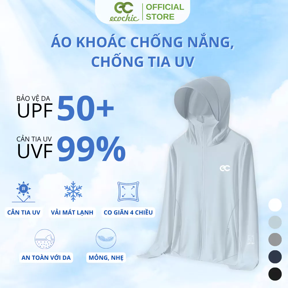 Áo Chống Nắng Nữ ECOCHIC B233 Vải Băng Lạnh Ice-Silk Cao Cấp Chống Tia UV Công Nghệ Mới