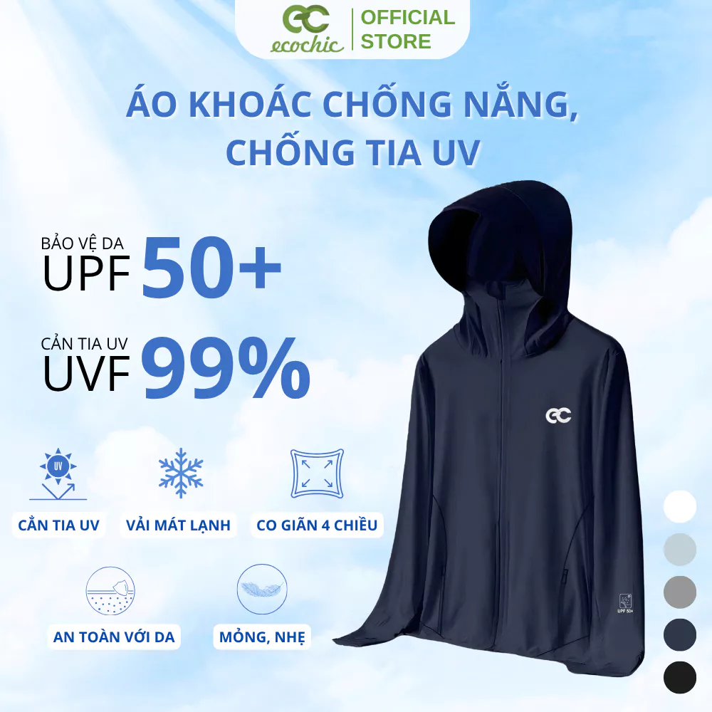 Áo Chống Nắng Nữ ECOCHIC B233 Vải Băng Lạnh Ice-Silk Cao Cấp Chống Tia UV Công Nghệ Mới
