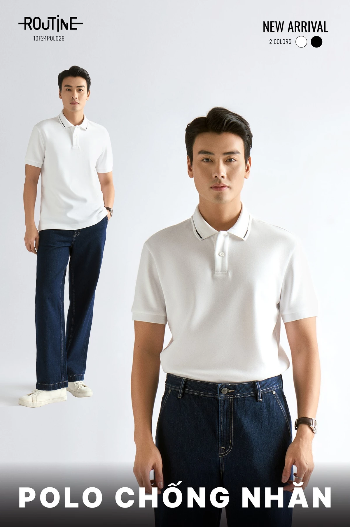 Áo Polo Tay Ngắn Phối Cổ Form Fitted - Routine 10F24POL029