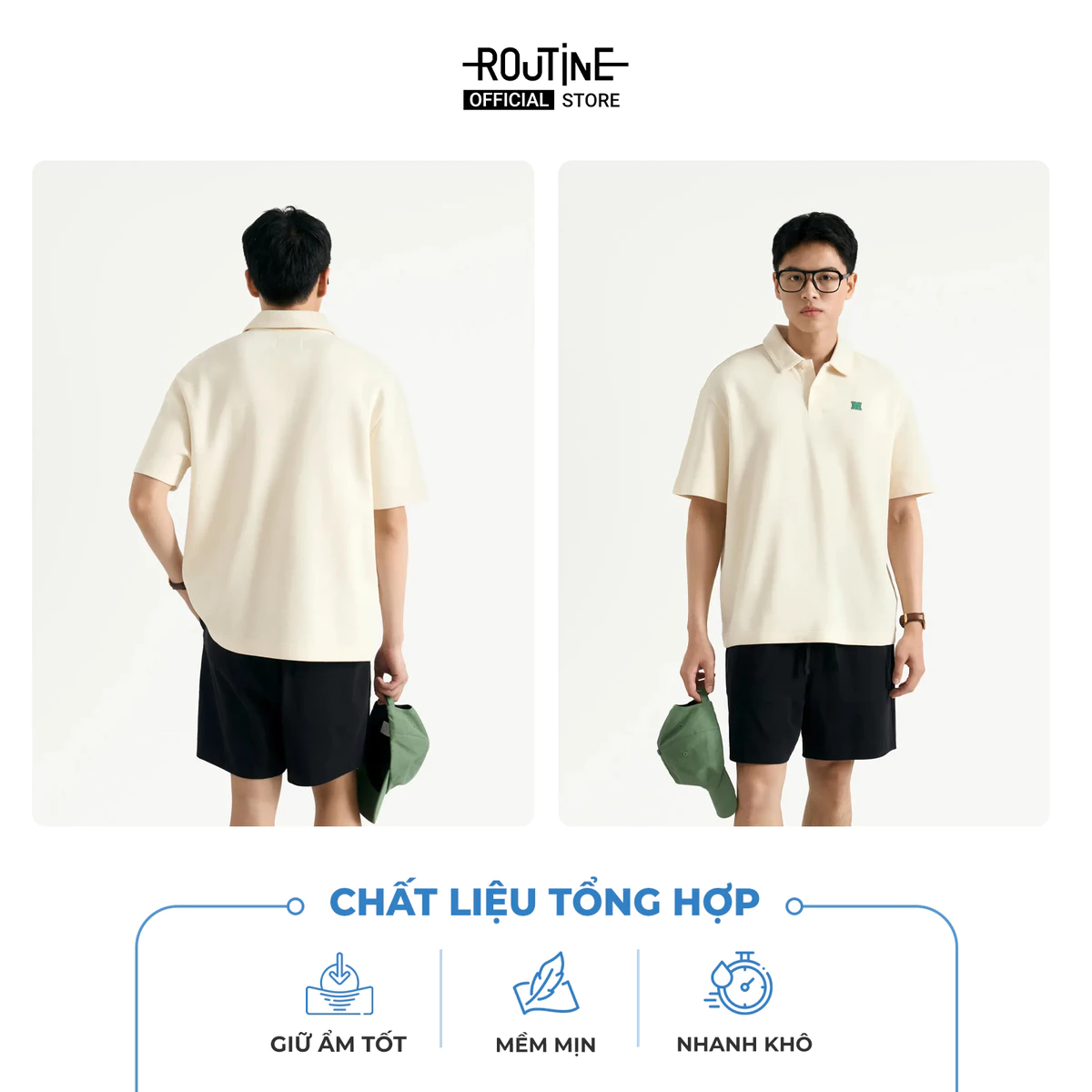 [ĐƠN 699K TẶNG VỚ] Áo Polo Nam Tay Ngắn Vải Cotton Phối Patch Form Loose - Routine 10S25POL020
