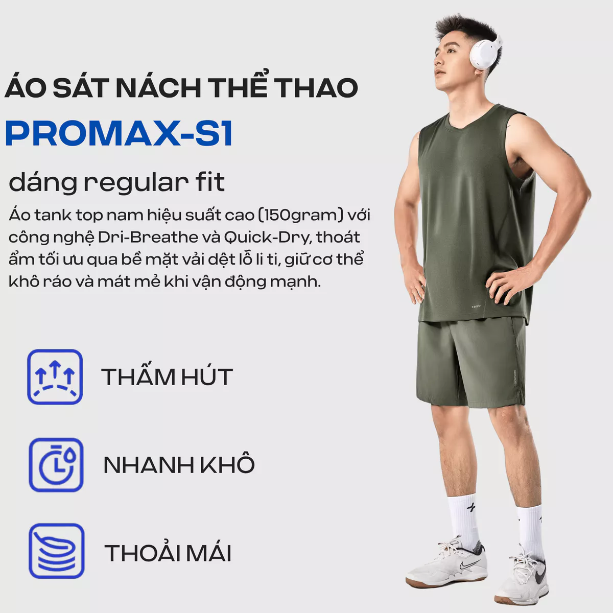 Combo 2 Áo ba lỗ, sát nách Promax nam thể thao đa năng, Pickleball thoáng mát thấm hút Coolmate