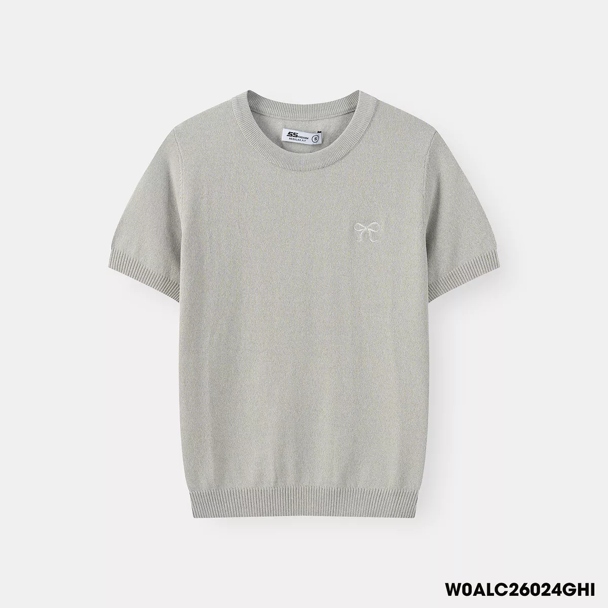 Áo Len Nữ Cộc Tay 5S FASHION Thêu Nơ Nữ Tính, Phom Dáng Thoải Mái W0ALC26024