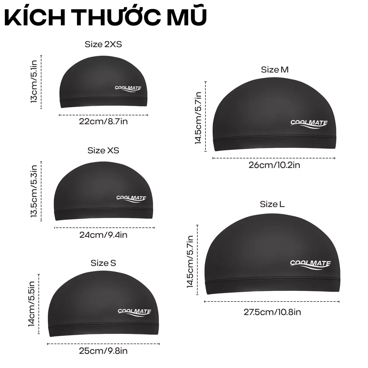 Mũ bơi thể thao nam nữ co giãn, bền bỉ, thoáng mát, kháng Clo, chống tia UV Coolmate