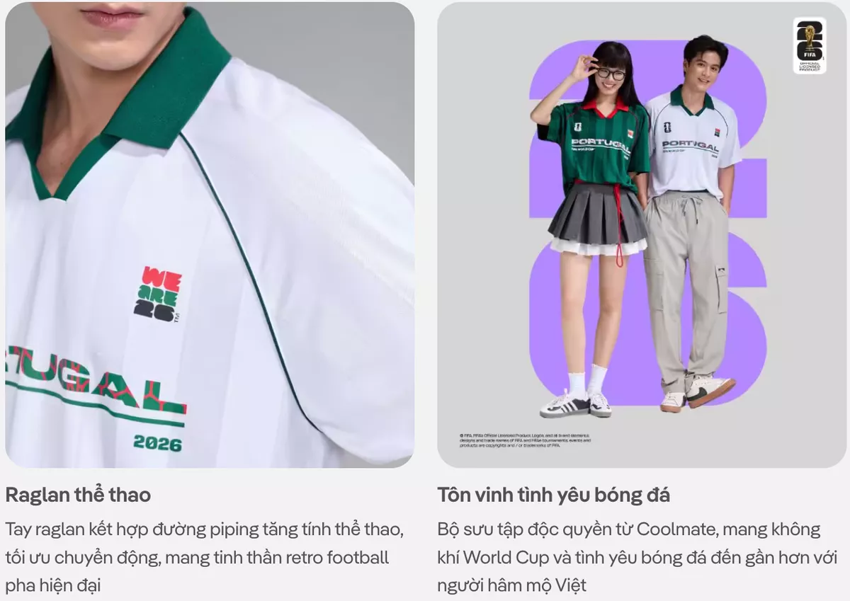 Áo Polo nam nữ thể thao World Cup Portugal Edition 26, Áo cổ vũ đội tuyển Bồ Đào Nha thoáng mát