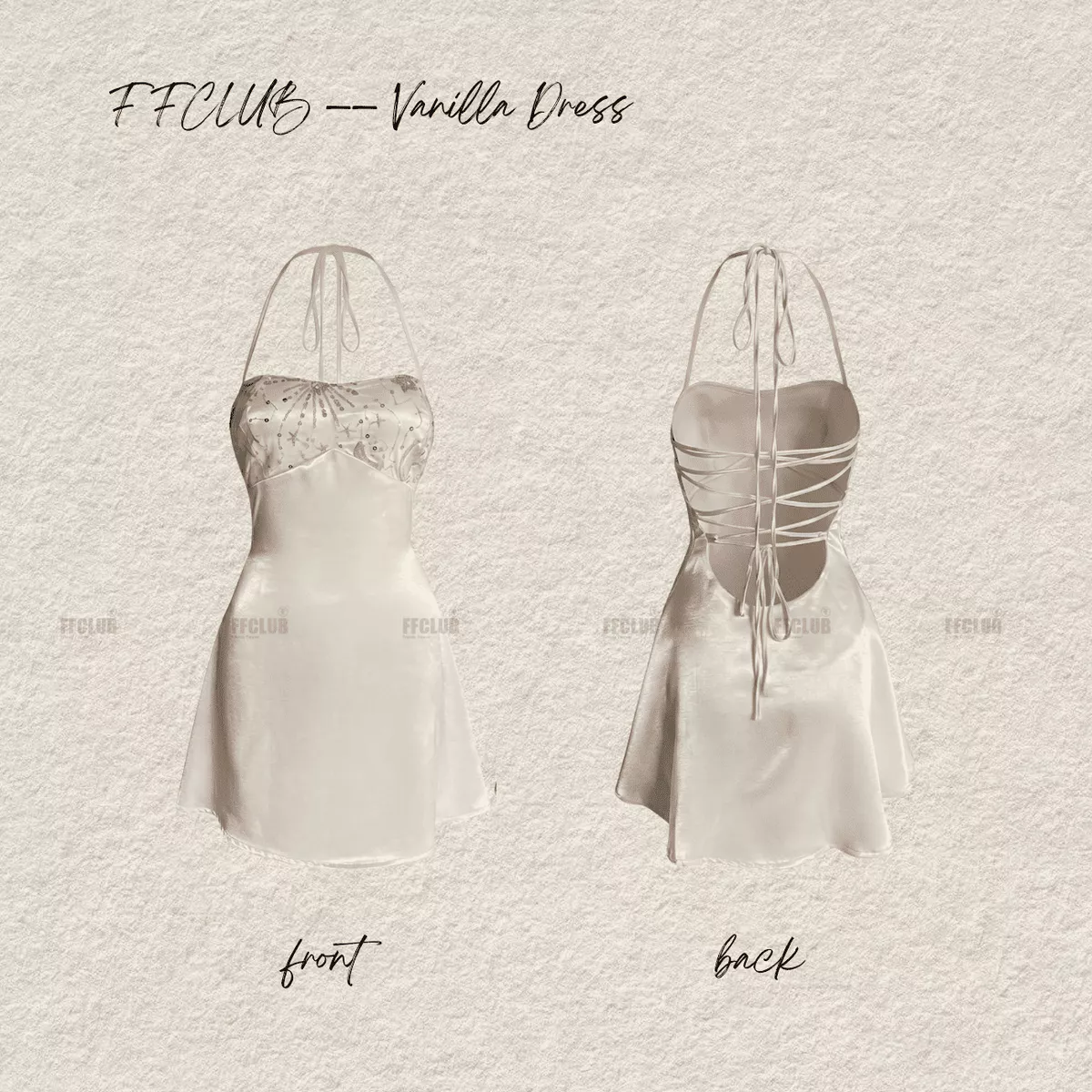 Đầm lụa Cổ yếm phối Ren kim sa VANILLA FFCLUB