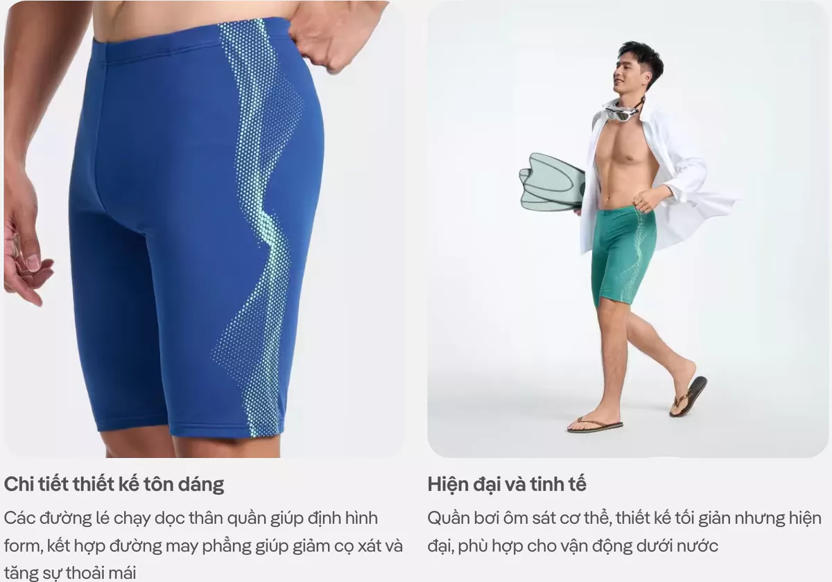 Quần Bơi PREMIUM nam Swimming jammer Graphic Coolmate chống bám nước bền màu, chống UV, đồ đi biển