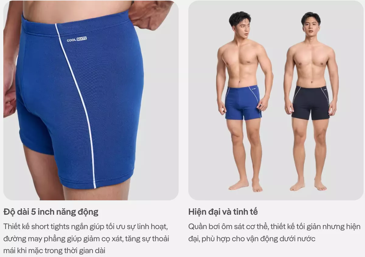 Quần Bơi nam Premium Swimming trunks chống bám nước bền màu, chống UV, đồ bơi, đồ đi biển Coolmate