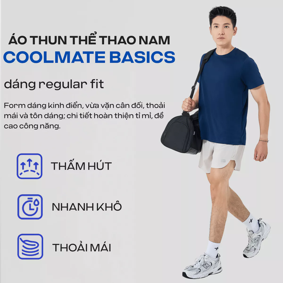 Set đồ tiết kiệm tập Gym, Pickleball Áo thể thao Nam Coolmate Basics + Quần Maxcool thoáng mát