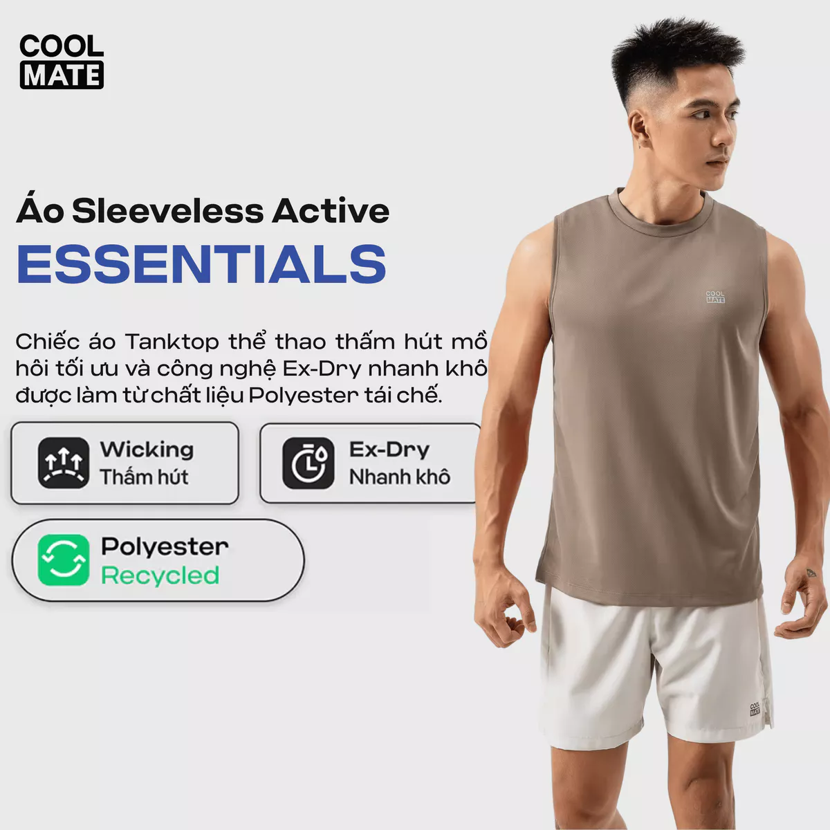Set đồ tiết kiệm tập Gym, Pickleball Áo thể thao Nam Coolmate Basics + Quần Maxcool thoáng mát