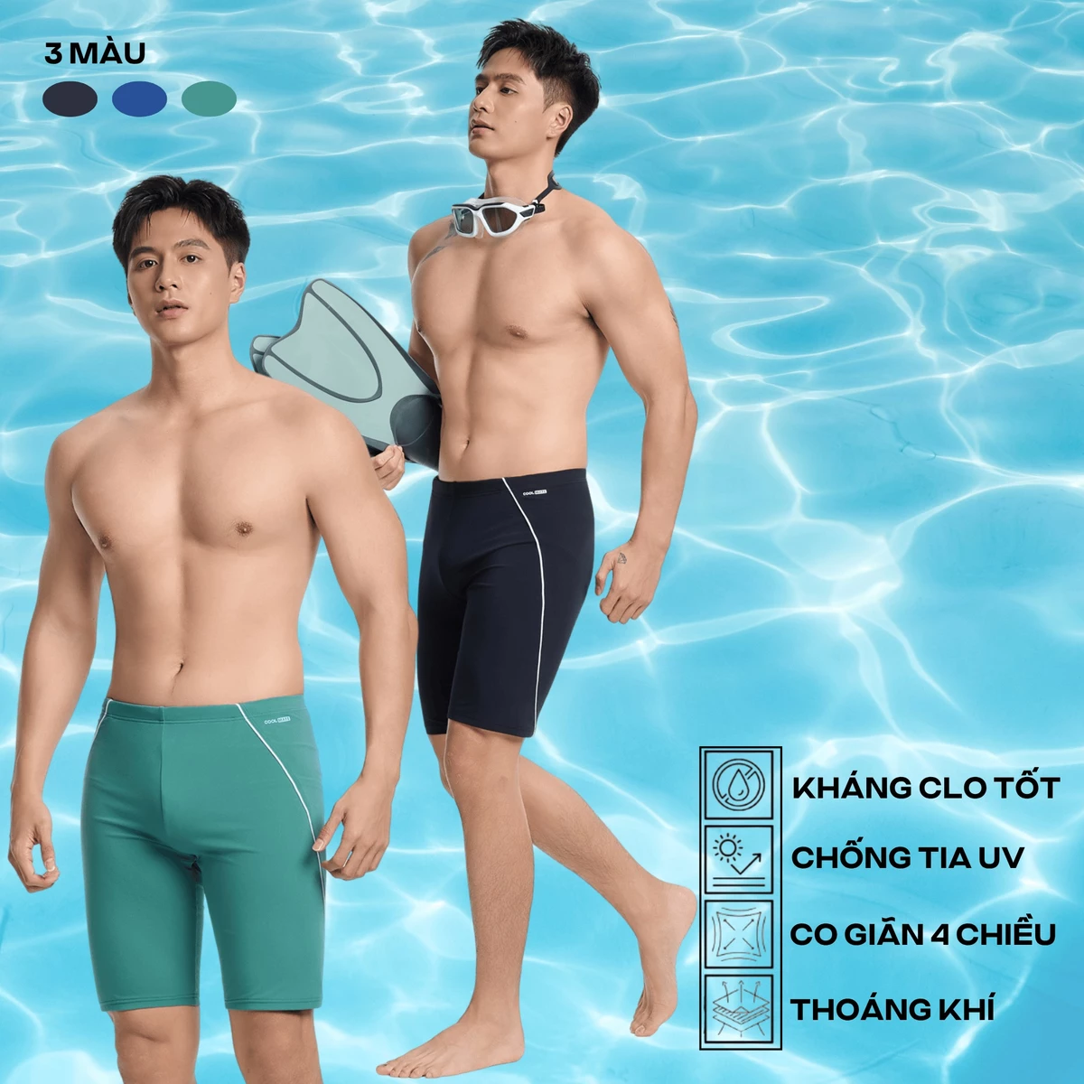 BST Quần bơi nam 9inch bền bỉ, nhanh khô, chống bám nước, chống UV, đồ đi biển Coolmate