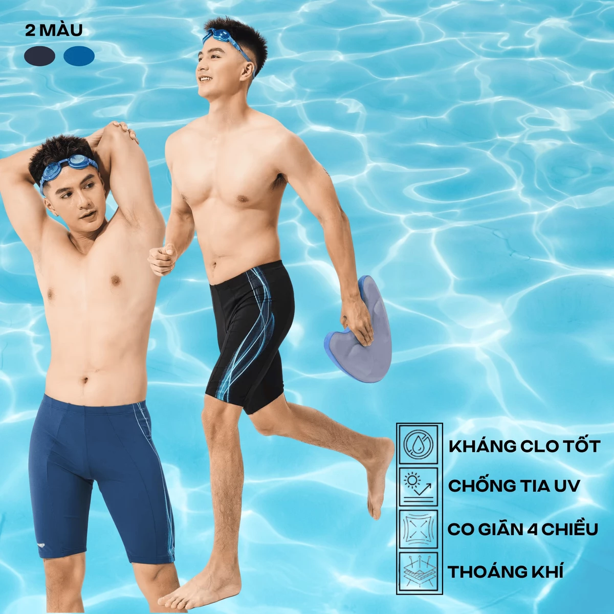 BST Quần bơi nam 9inch bền bỉ, nhanh khô, chống bám nước, chống UV, đồ đi biển Coolmate