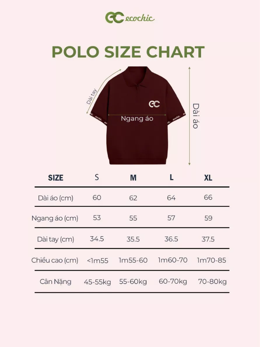 Áo Polo MONARQUE ECOCHIC B164 Logo Cao Su Bo Gấu Nhẹ Bo Tay Rib Dệt Chữ Chính Hãng Unisex Nam Nữ Định Lượng 260grm