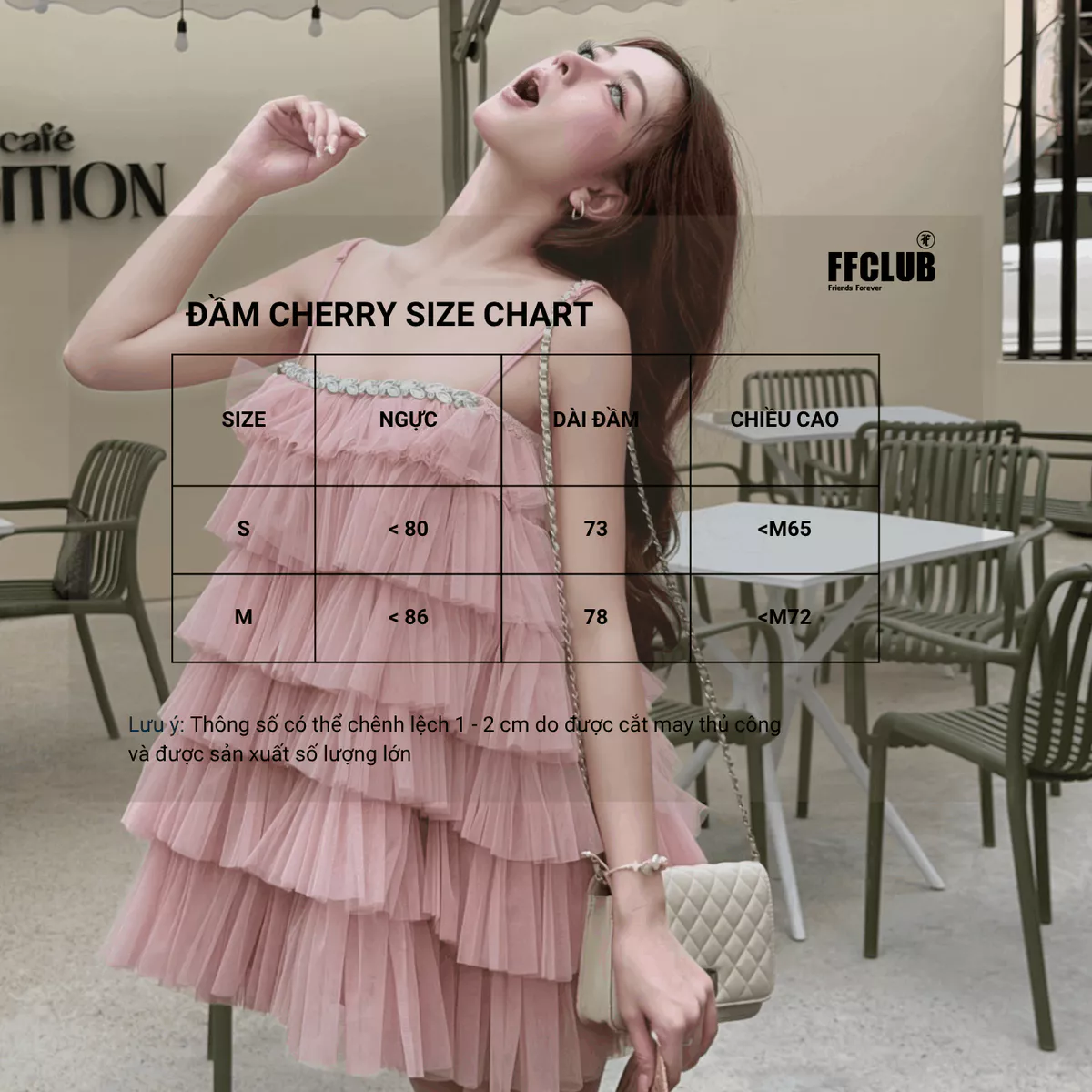 ĐẦM 2 DÂY CHERRY ĐÍNH ĐÁ NHIỀU TẦNG FFCLUB