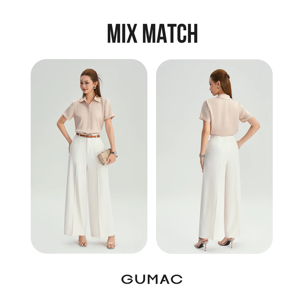 [MUA 2 GIẢM 80K] Áo Sơ Mi Nữ GUMAC Công Sở Tay Ngắn Nẹp Giấu Nút Đứng Form Chất Lụa Dày Dặn Cao Cấp LAF0339