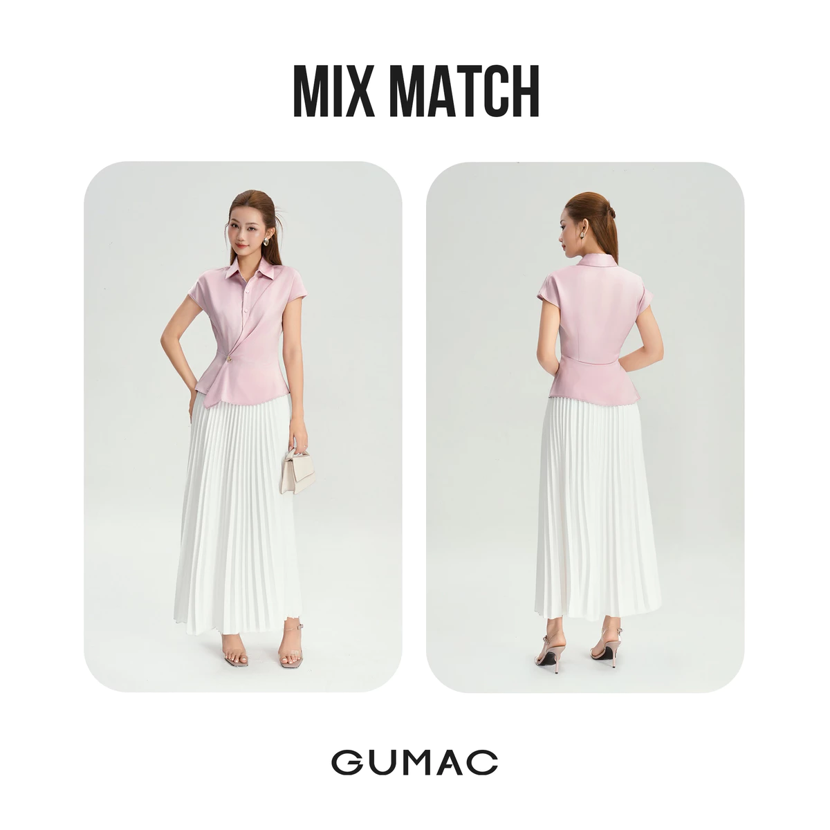 [NHẬP MÃ AFFTHAG GIẢM 99K] Áo Kiểu Nữ GUMAC Áo Sơ Mi Công Sở Peplum Vạt Đắp Tay Liền Chất Lụa Sang Trọng LAF1104