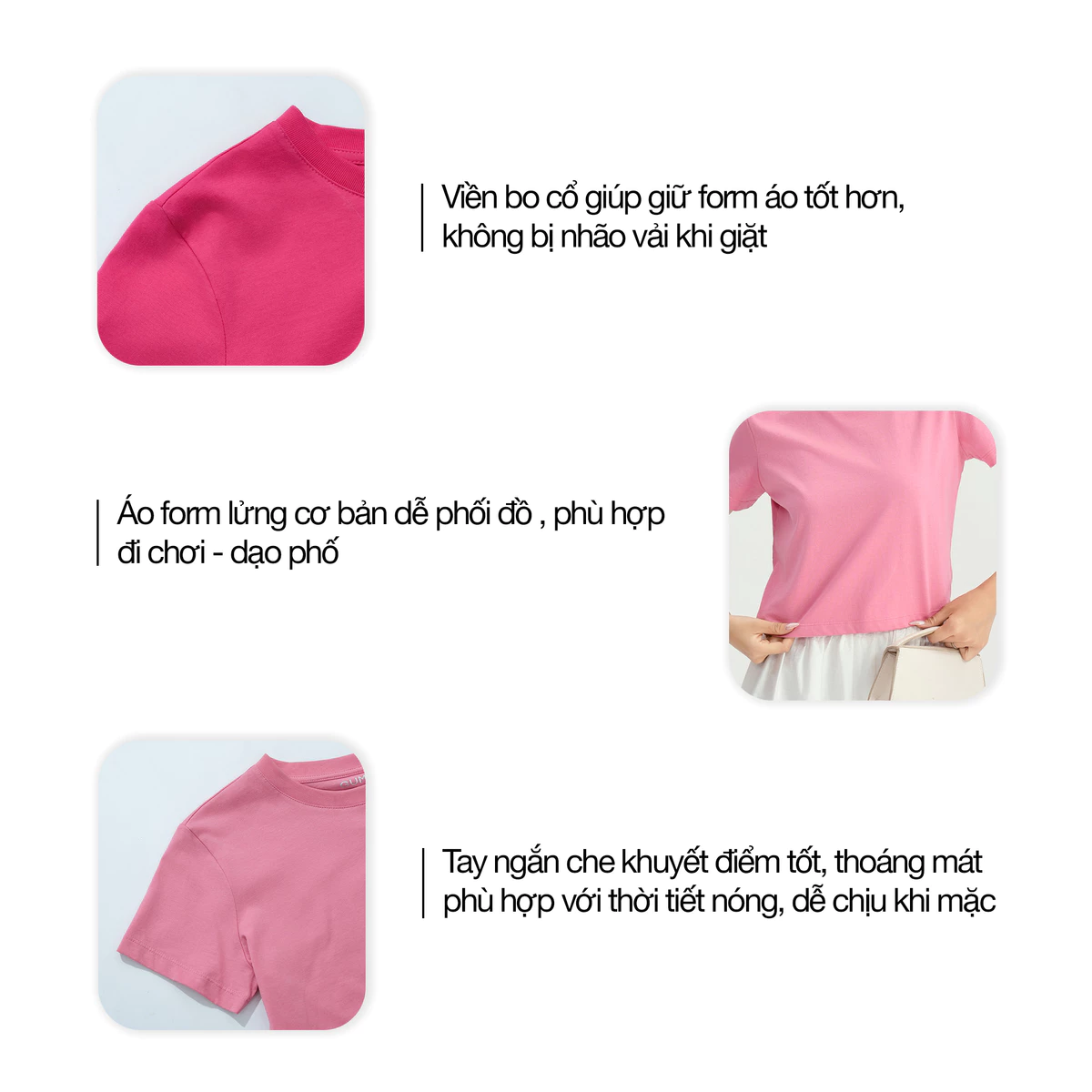 Áo Thun Nữ GUMAC Áo Phông Suông Lửng Trơn Cơ Bản Basic Cotton Mềm Mịn Thoáng Mát LATG06097