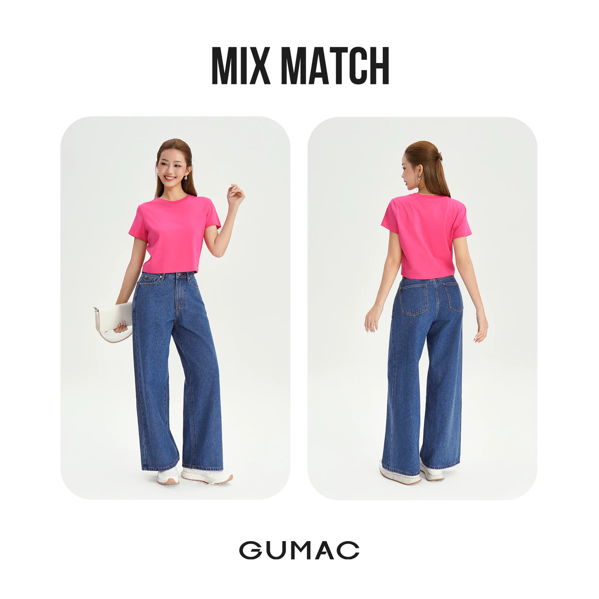 Áo Thun Nữ GUMAC Áo Phông Suông Lửng Trơn Cơ Bản Basic Cotton Mềm Mịn Thoáng Mát LATG06097