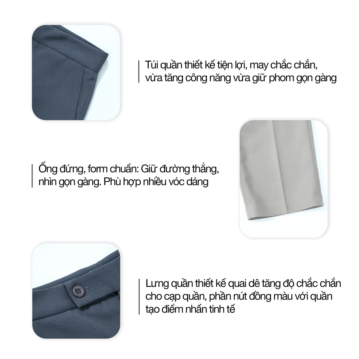 [MUA 2 GIẢM 80K] Quần Ống Đứng Nữ 95cm GUMAC Quần Tây Lưng Cao Quai Dê Chất Tuyết Mưa Công Sở Cạp Cao LQF0626
