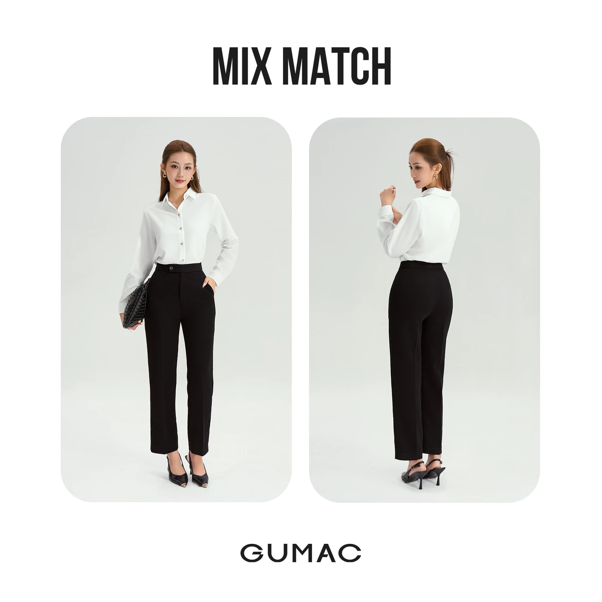 [MUA 2 GIẢM 80K] Quần Ống Đứng Nữ 95cm GUMAC Quần Tây Lưng Cao Quai Dê Chất Tuyết Mưa Công Sở Cạp Cao LQF0626