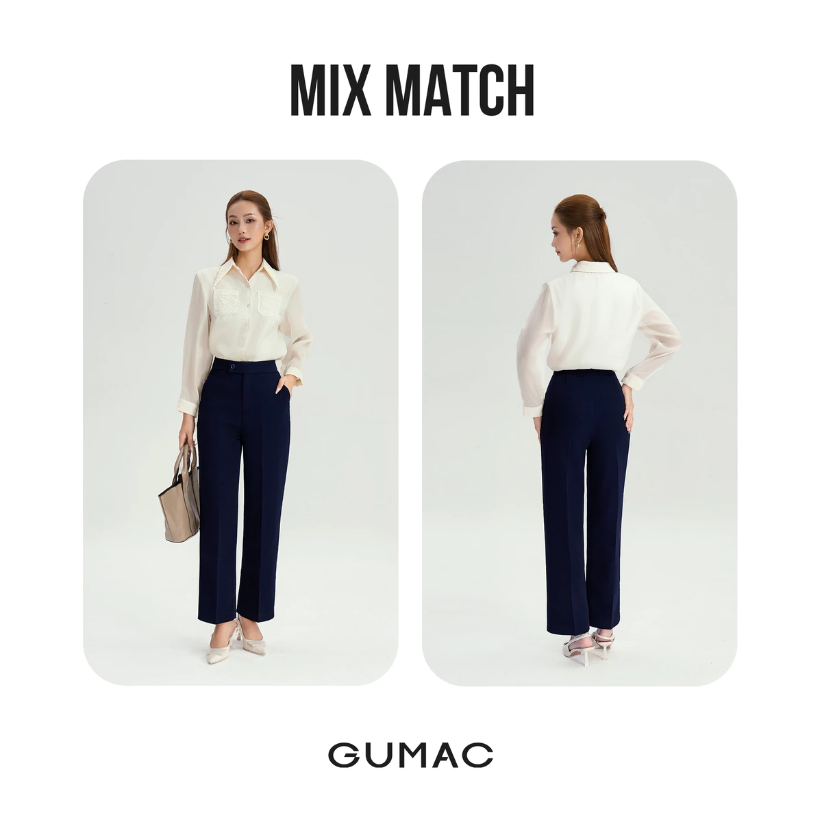 [MUA 2 GIẢM 80K] Quần Ống Đứng Nữ 95cm GUMAC Quần Tây Lưng Cao Quai Dê Chất Tuyết Mưa Công Sở Cạp Cao LQF0626