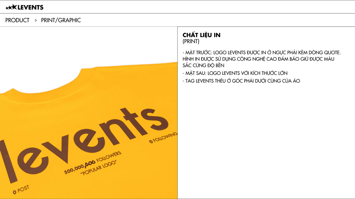 Áo Thun Levents Popular Logo 2.0 Tee Oversized 100% Cotton T-shirt