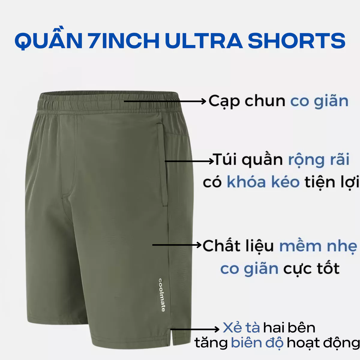 Combo 3 Quần Short nam thể thao 7inch Ultra, Max Ultra Short, Ultra Pro mềm, nhẹ Coolmate