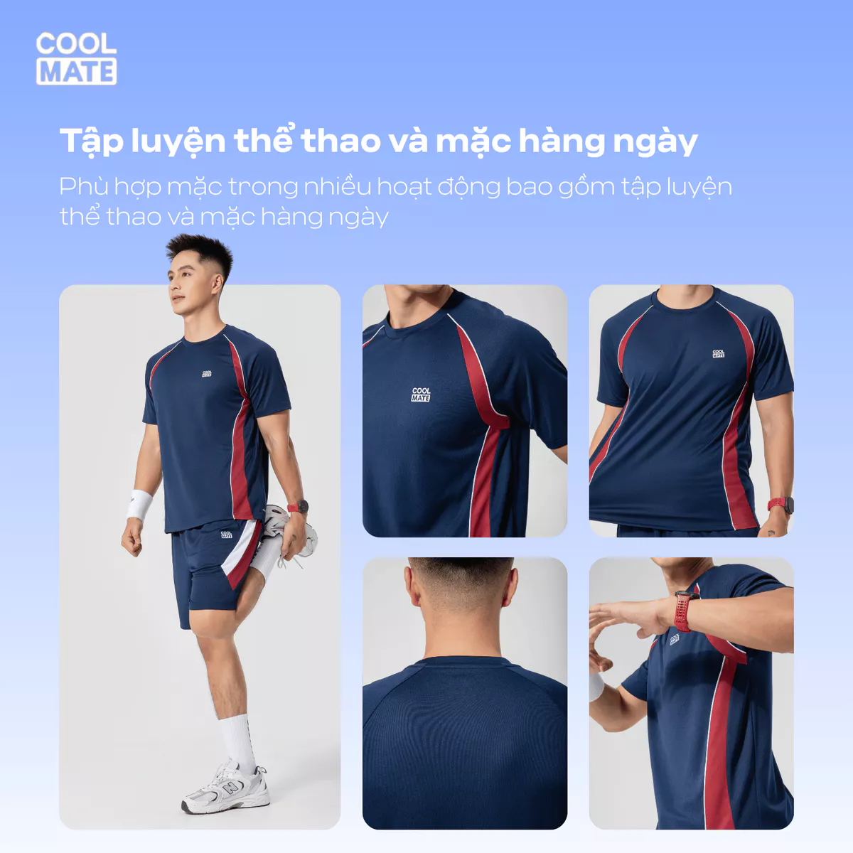[VÕ HÀ LINH X COOLMATE]Set thể thao Pickleball nam Áo thun Teamwear Quần Promax Flexline Active thoáng khí